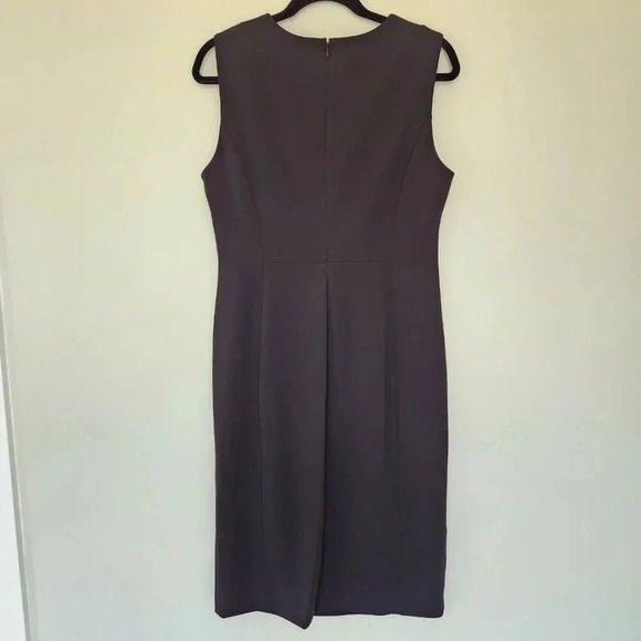 Calvin Klein Sleeveless Black LBD Knee Length Side Ruched Sheath Shift Dress 12 - Picture 7 of 8